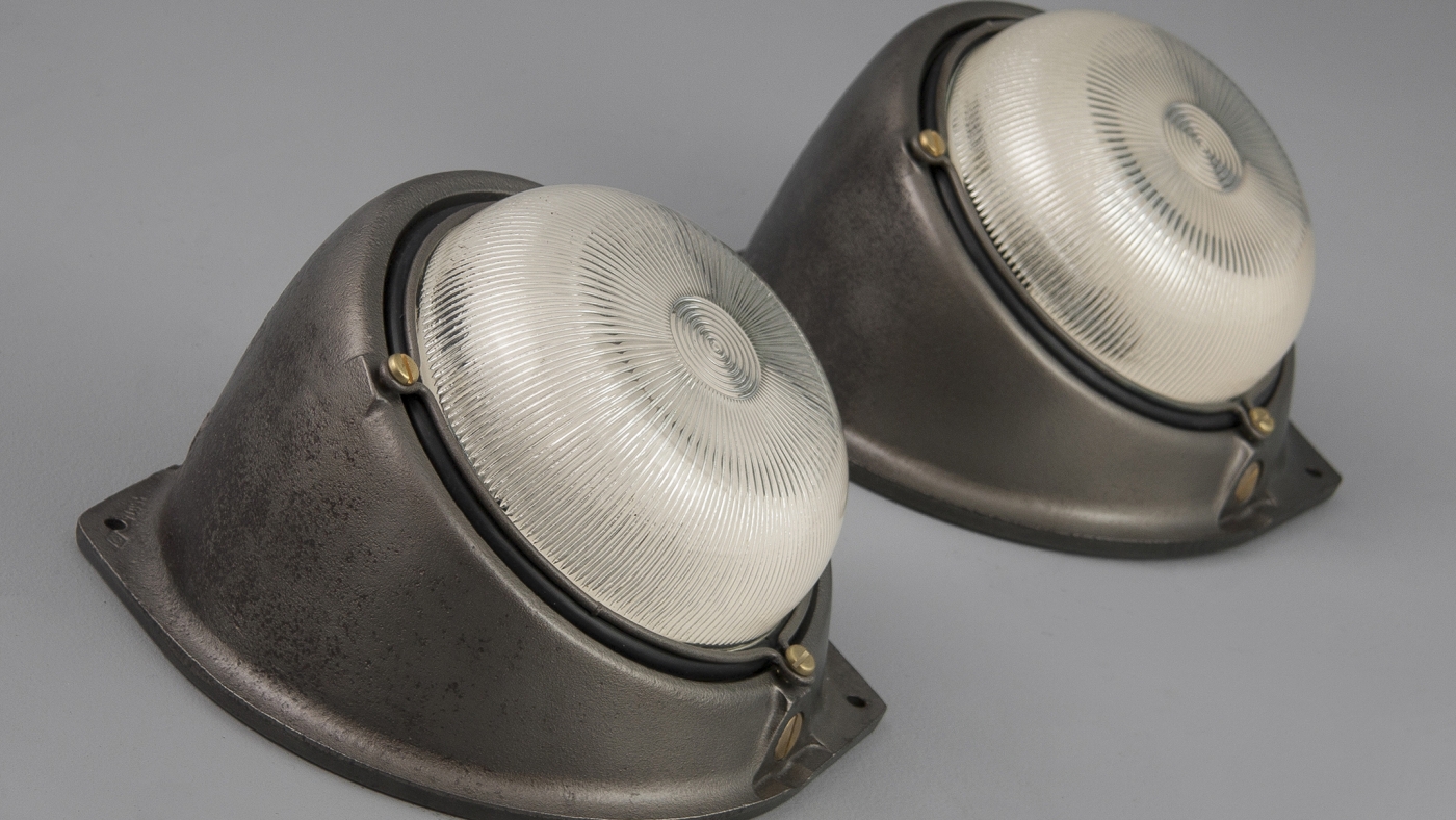 British enamel pendants and industrial wall lights